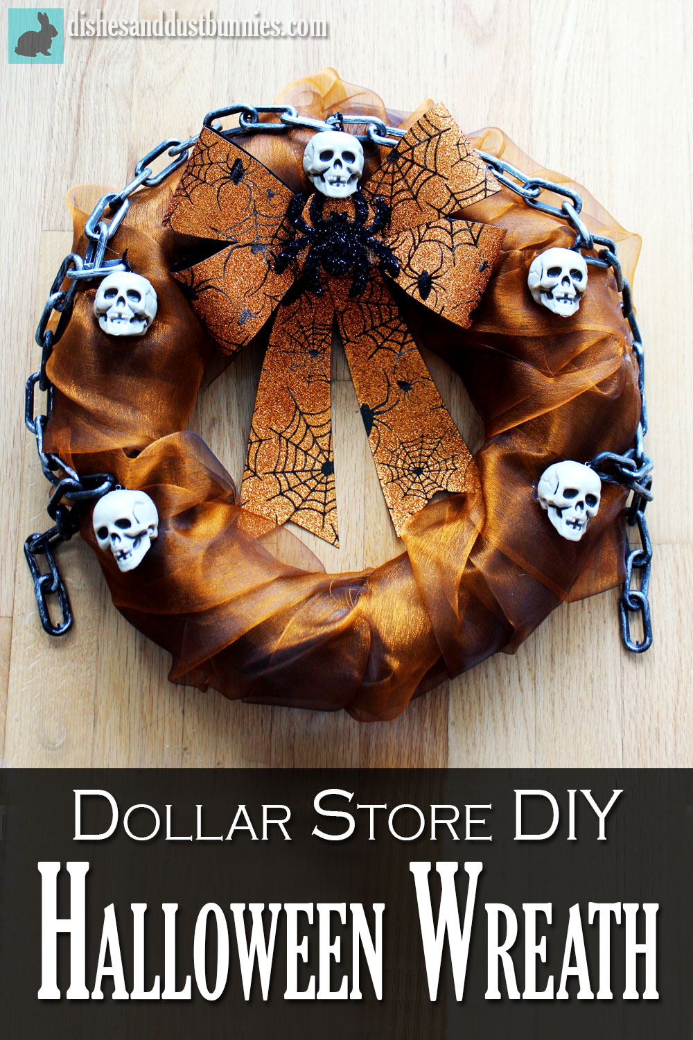 Dollar Store DIY Halloween Wreath Dishes &amp; Dust Bunnies