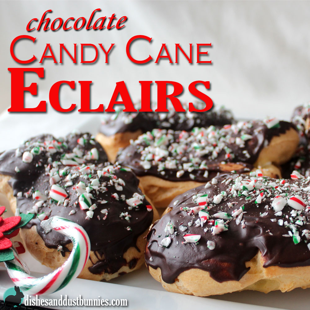 Chocolate Candy Cane Eclairs