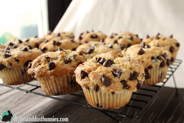 The Ultimate Chocolate Chip Muffins from Dishes & Dust Bunnies
