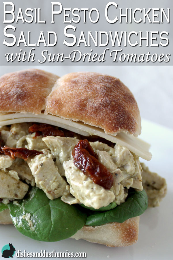 Basil Pesto Chicken Salad Sandwiches with Sun-Dried Tomatoes
