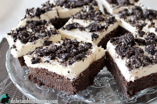 Fudgy Oreo Brownies with Oreo Cream Frosting