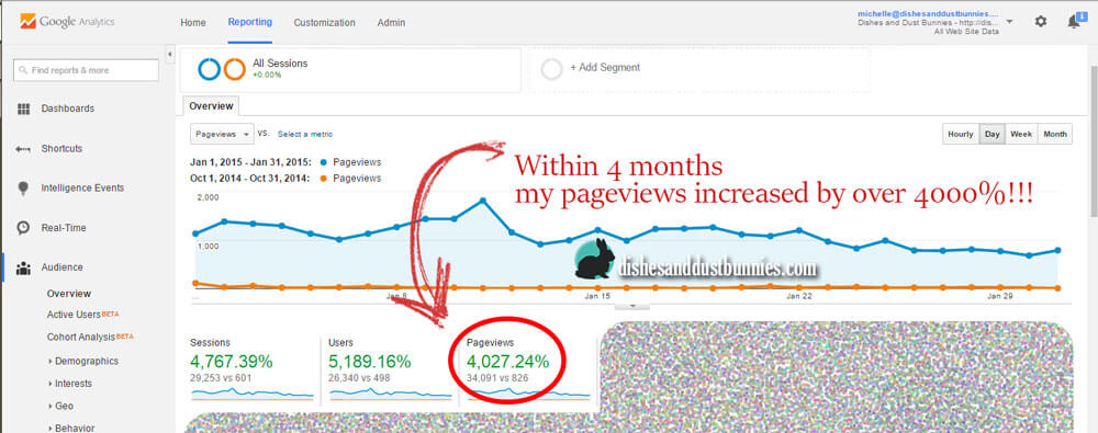 Within 4 months my pageviews increased by over 4000%!!!