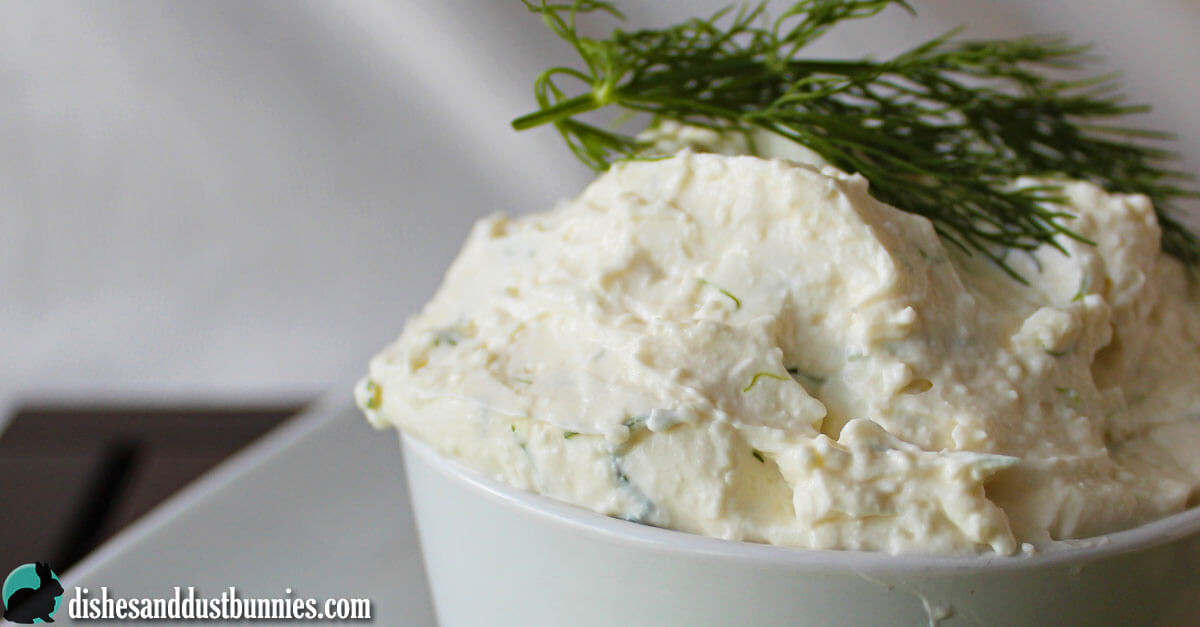 Feta and Cream Cheese Dip with Garlic and Dill - Dishes &amp; Dust Bunnies