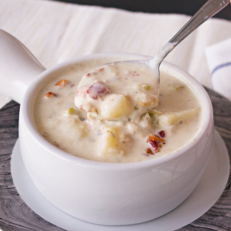 Homemade Clam Chowder from dishesanddustbunnies.com