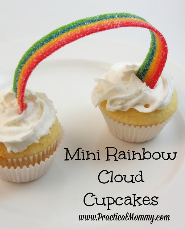 Mini Rainbow Cloud Cupcakes from Practical Mommy