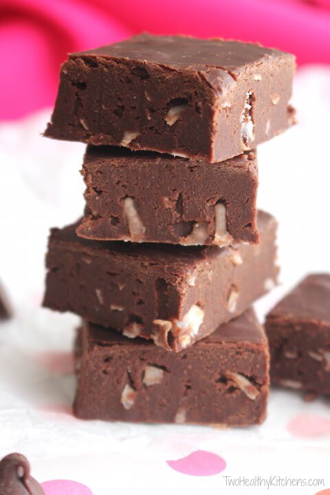 4-Ingredient (No Butter!) Chocolate Fudge with Coconut from Two Healthy Kitchens