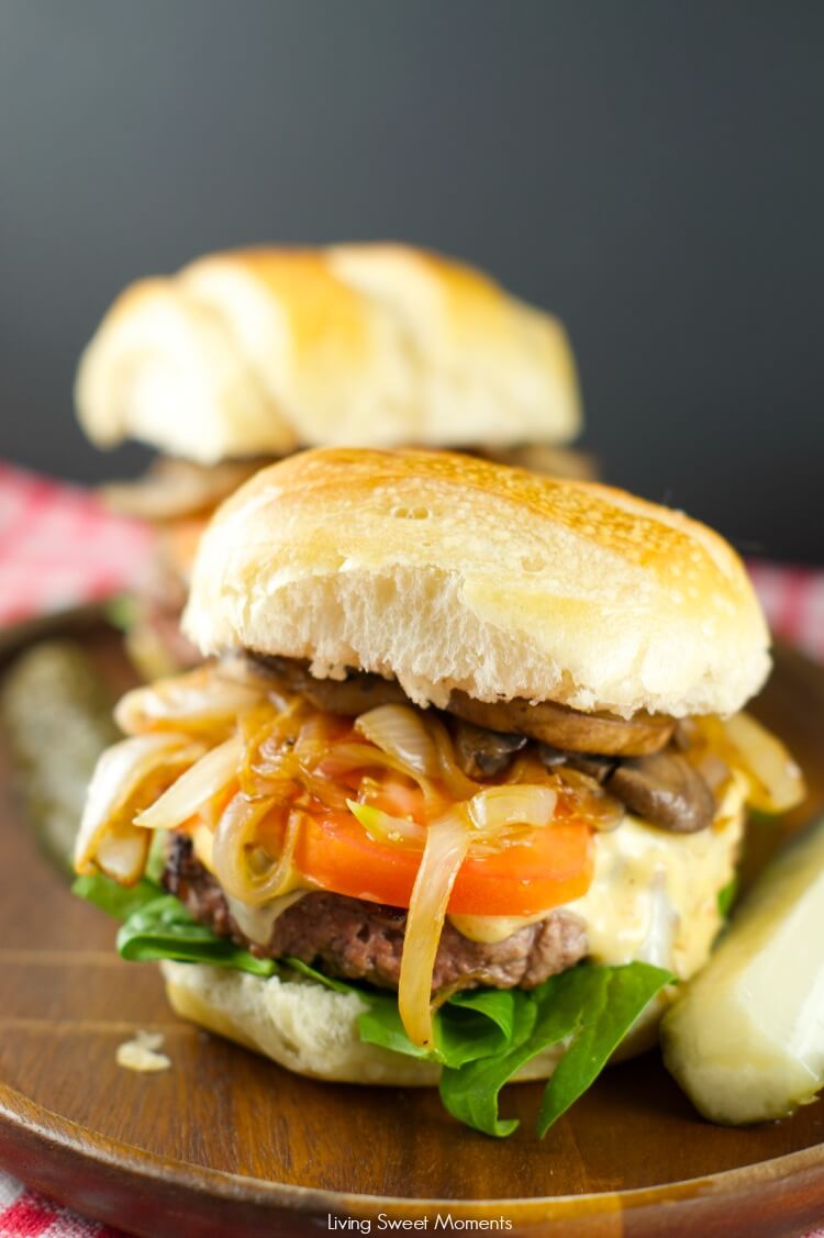 The Ultimate Burger with Caramelized Onions and Mushrooms from Living Sweet Moments