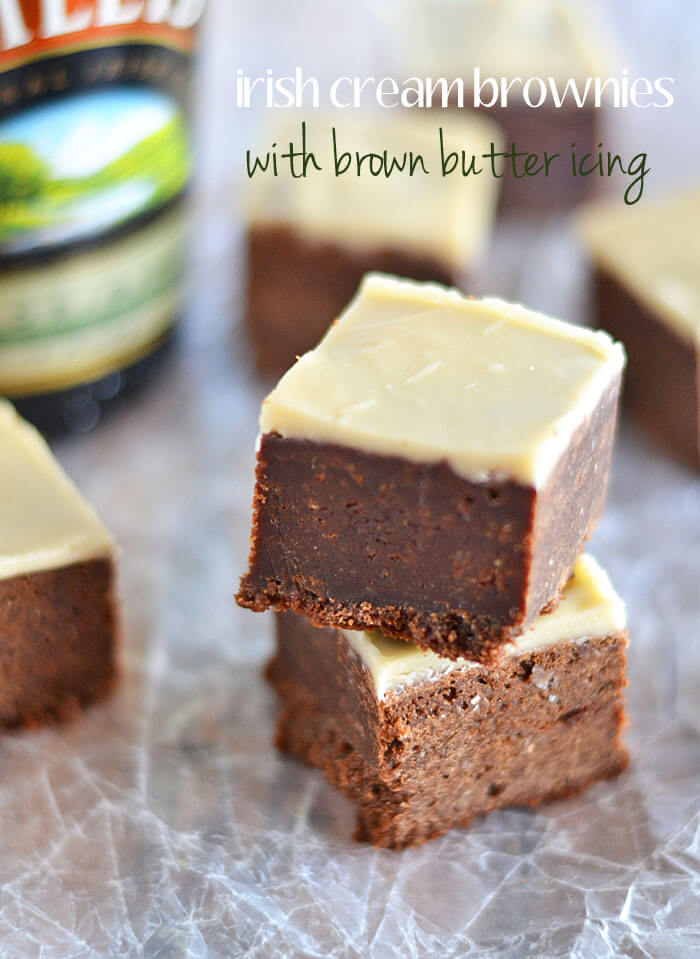 Irish Cream Brownies with Brown Butter Icing from Kitchen Meets Girl