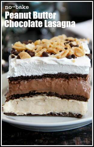 No-Bake Peanut Butter Chocolate Lasagna from Snappy Gourmet