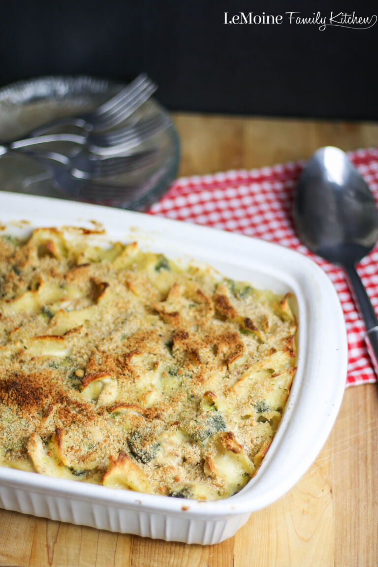 Cheesy Chicken & Broccoli Noodle Bake from LeMoine Family Kitchen