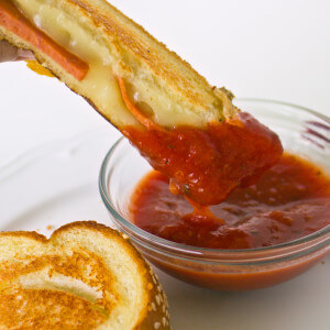Grilled Cheese Pizza Sandwich Dippers from dishesanddustbunnies.com