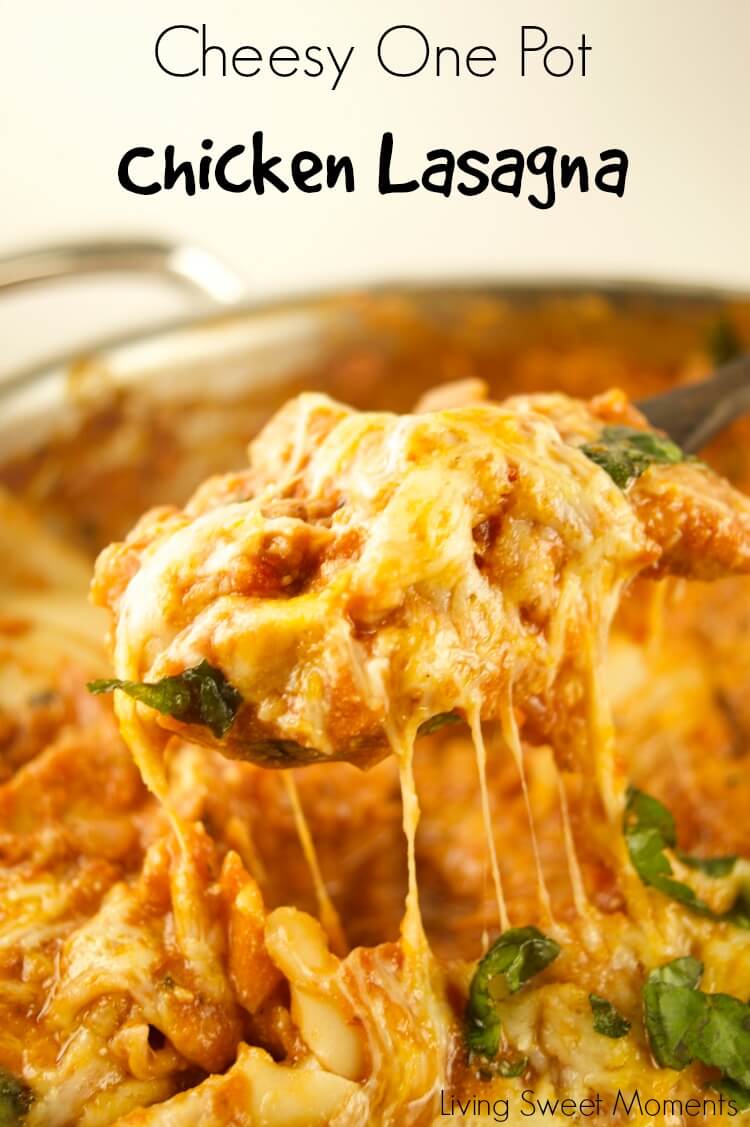 Cheesy One Pot Chicken Lasagna from Living Sweet Moments