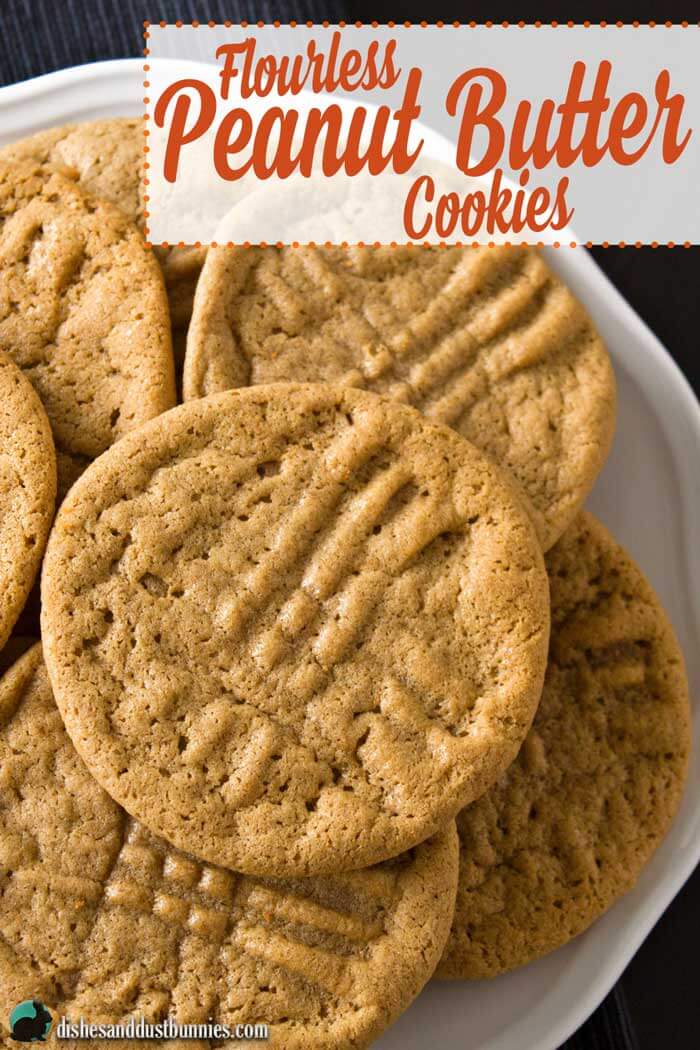 Flourless Peanut Butter Cookies from dishesanddustbunnies.com