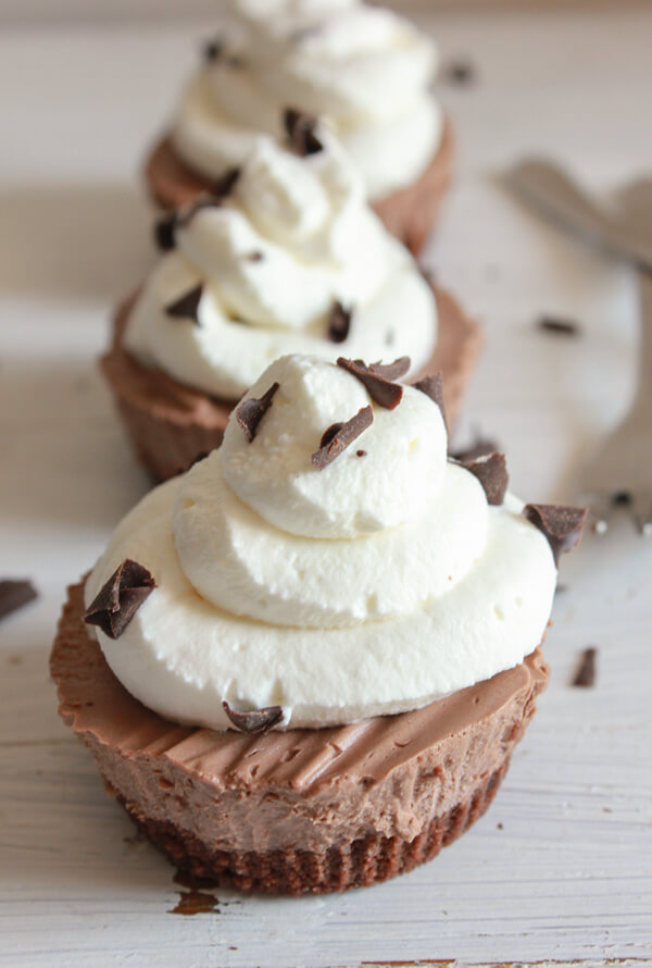 Individual Frozen Creamy Chocolate Mini Pies from An Italian in my Kitchen