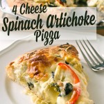 Four Cheese Spinach Artichoke Pizza from dishesanddustbunnies.com