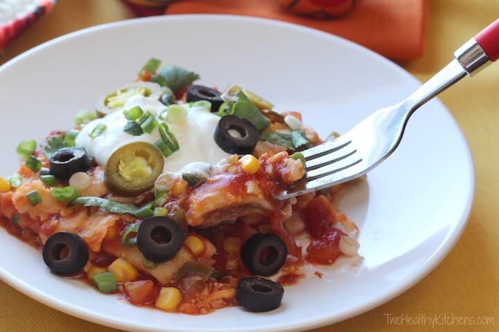 Easy Mexican Ravioli Lasagna from Two Healthy Kitchens
