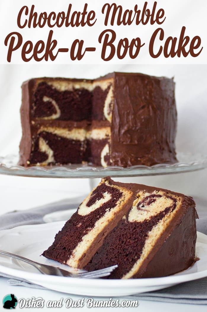 Chocolate Marble "Peek-a-boo" Cake from dishesanddustbunnies.com