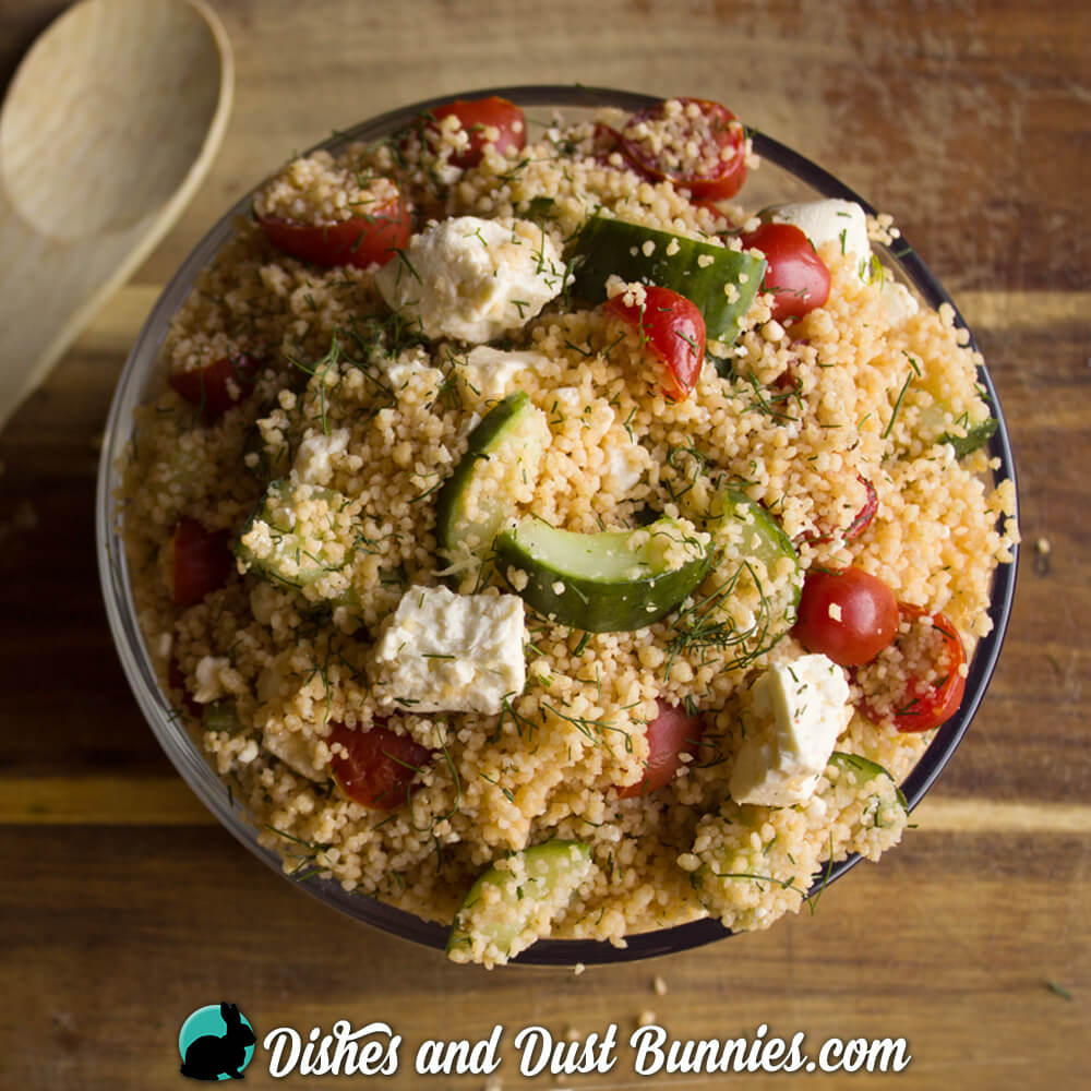 Couscous Salad with Tomatoes, Cucumbers and Feta Dishes & Dust Bunnies
