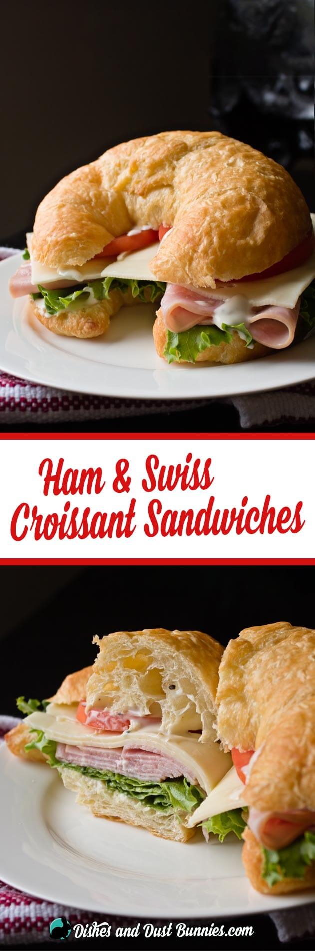 Ham and Swiss Croissant Sandwiches from dishesanddustbunnies.com