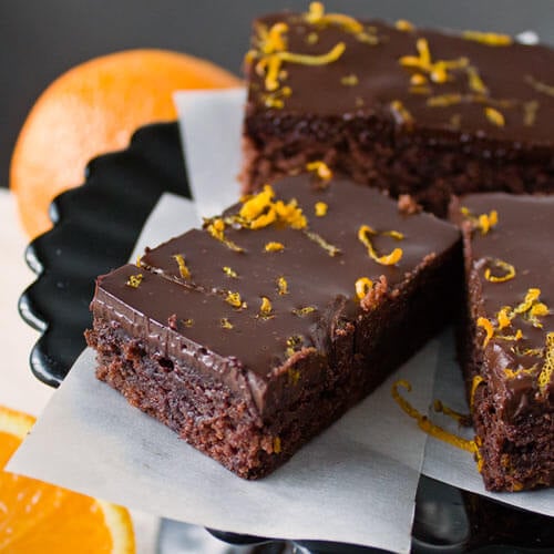 Chocolate Orange Brownies from dishesanddustbunnies.com