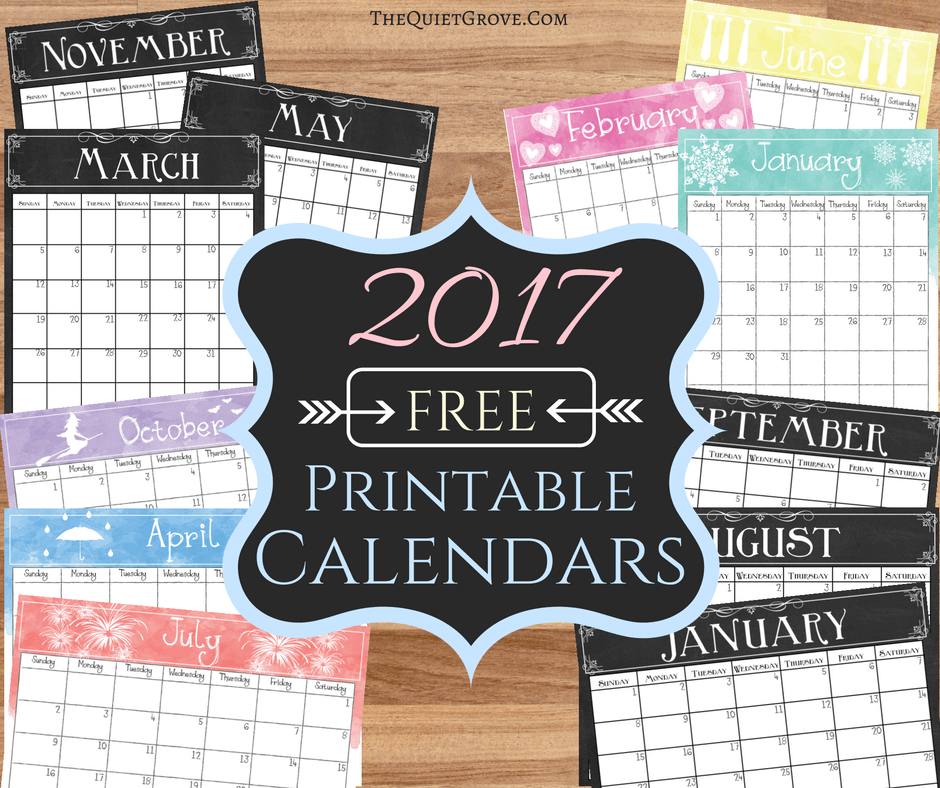 Free 2017 Calendar Printables! from The Quiet Grove