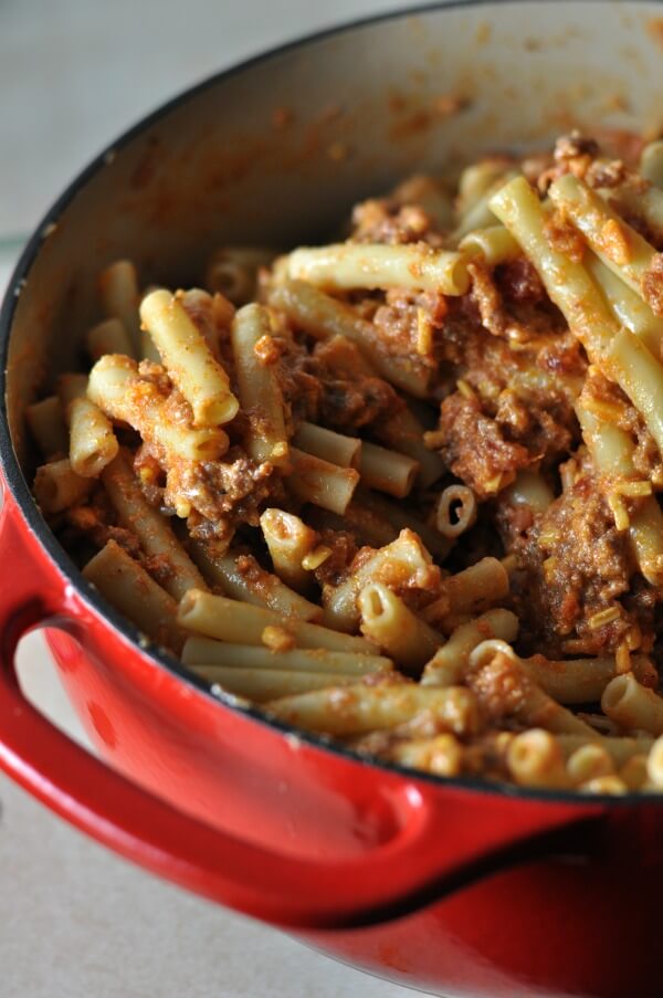 Bacon Cheeseburger Pasta Bake from Dining with Alice