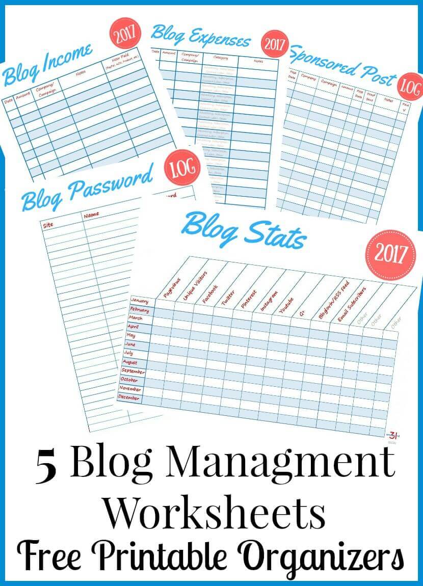 Blog Management Printables from Organized 31