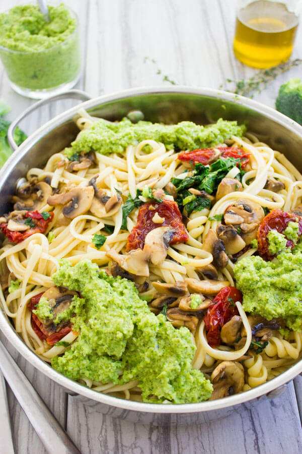 Broccoli Pesto Healthy Pasta Recipe from Two Purple Figs