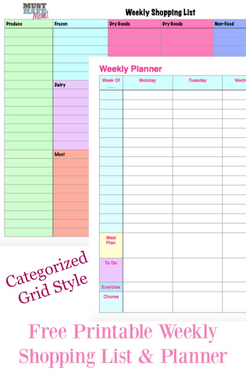 Free Printable Weekly Planner & Weekly Shopping List! + How I Organize My Week from Must Have Mom
