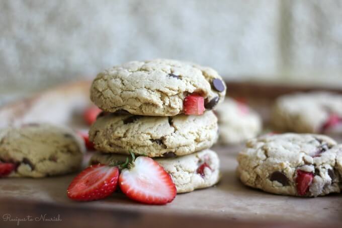 Strawberry Chocolate Chip Cheesecake Cookies from Recipes to Nourish