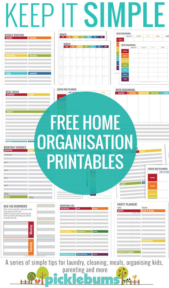 Simple Home Organisation Printables from Picklebums