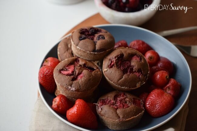Strawberry Chocolate Pancake Muffins Recipe from Everyday Savvy