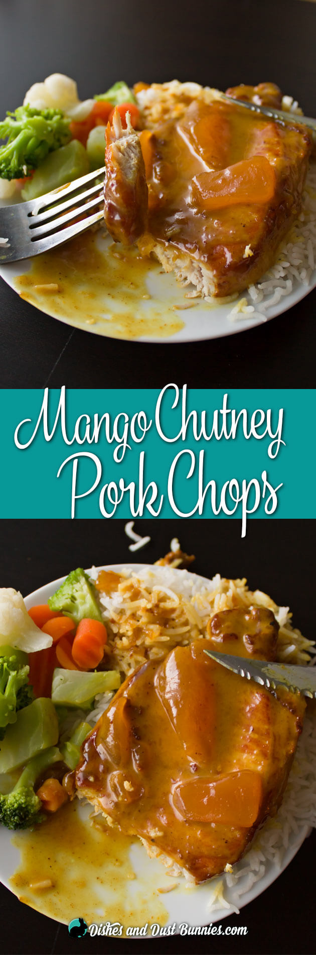 Mango Chutney Pork Chops from dishesanddustbunnies.com