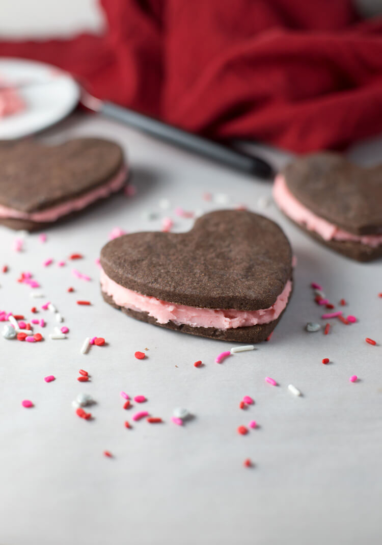 Chocolate Shortbread Strawberry Filled Cookies from Seasonly Creations