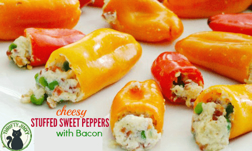 Cheesy Stuffed Sweet Peppers with Bacon Recipe from Thrifty Jinxy