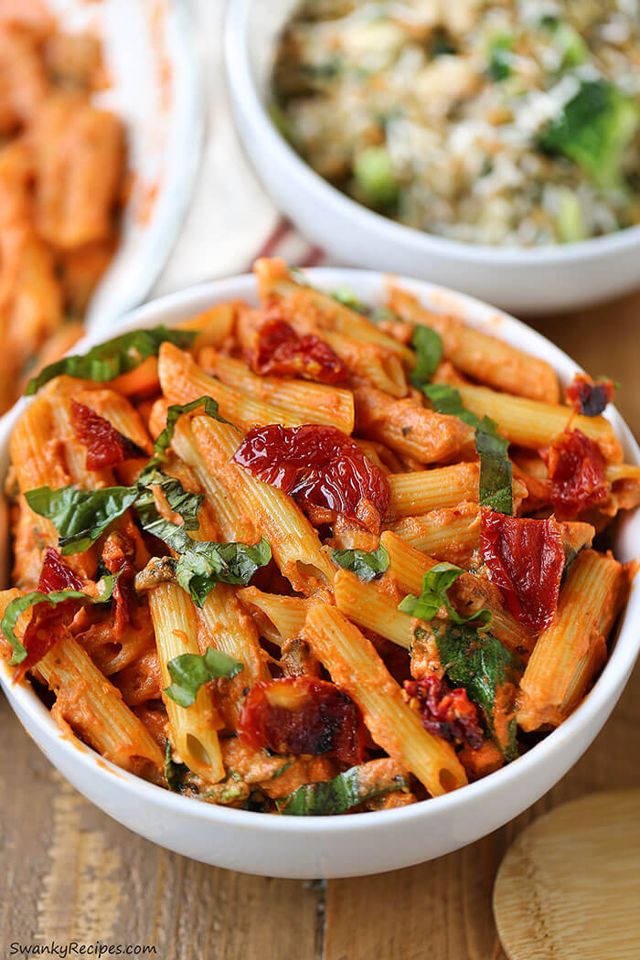 Mozzarella Penne Rosa Pasta with Sun-Dried Tomatoes from Swanky Recipes