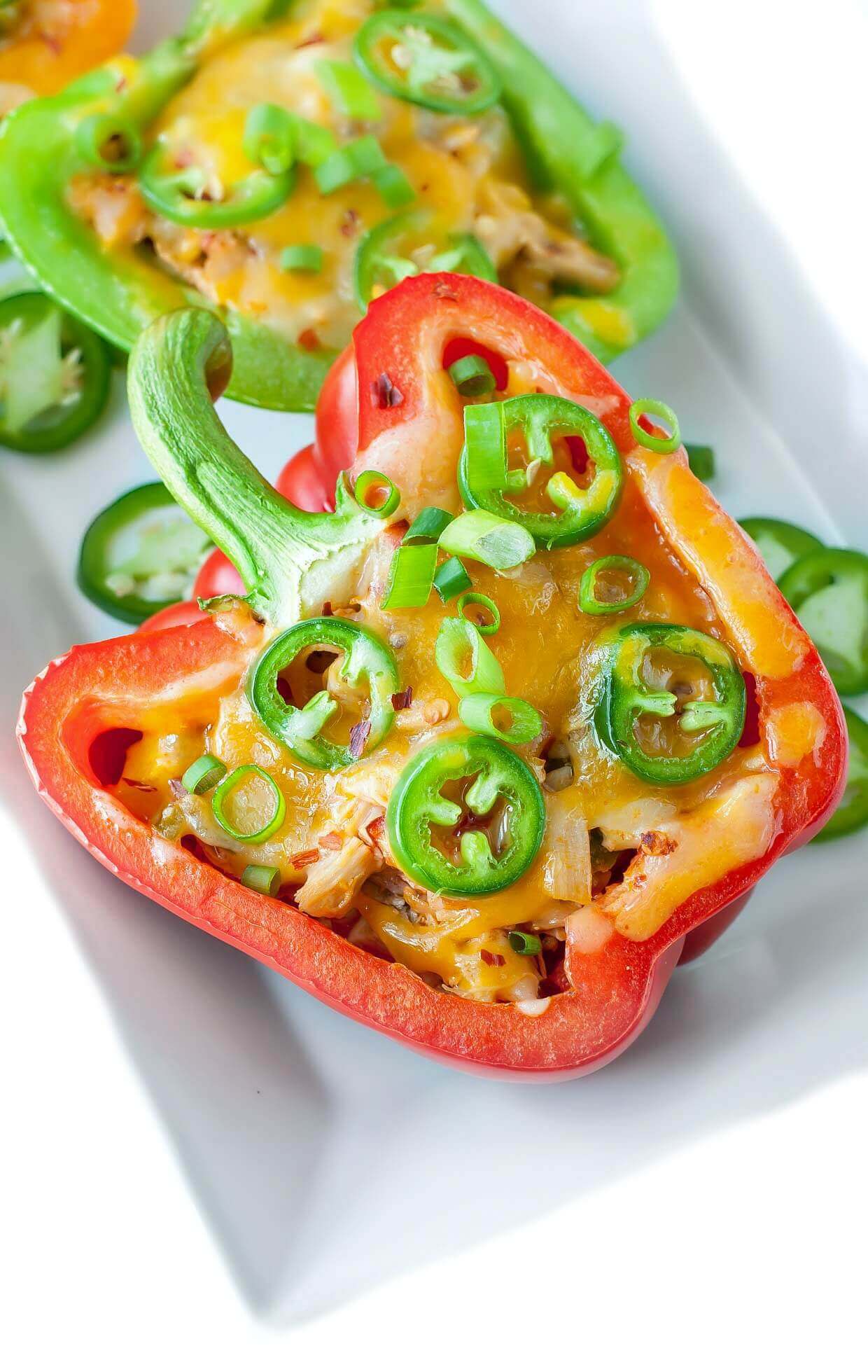 Cheesy Buffalo Chicken and Veggie Stuffed Peppers Peas & Crayons