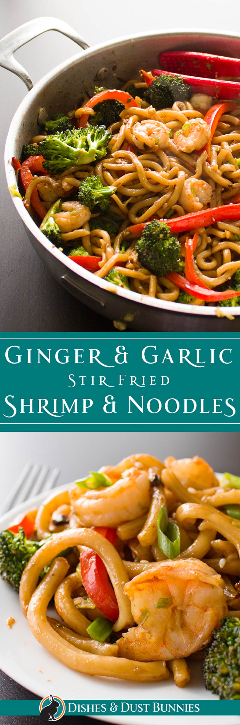 Ginger and Garlic Shrimp Noodle Stir Fry - Dishes & Dust Bunnies