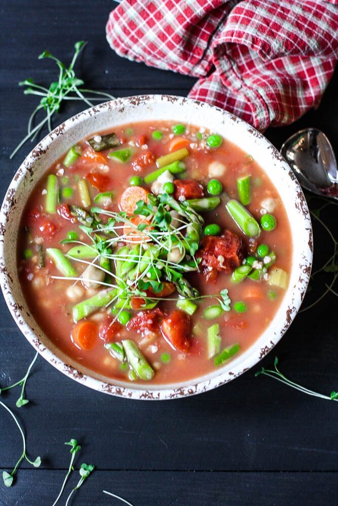 Slow Cooker Vegetable Minestrone Soup from Kitchen of Youth