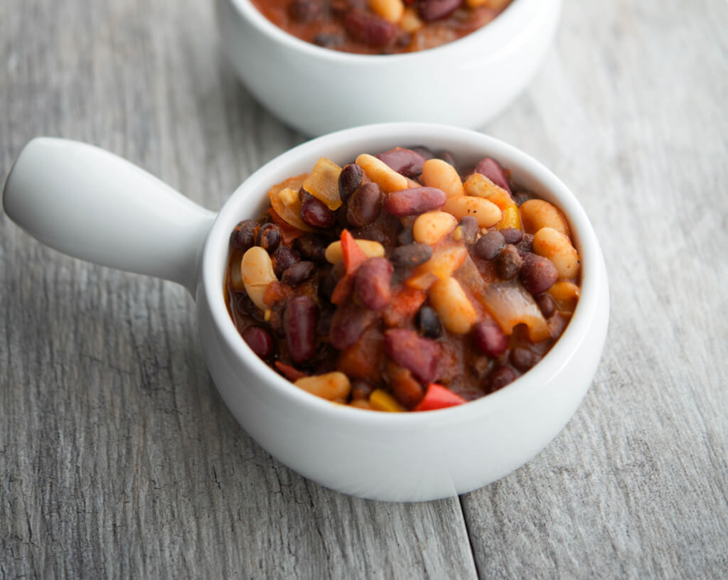 Slow Cooker Vegetarian Three Bean Chili from Carrie's Experimental Kitchen