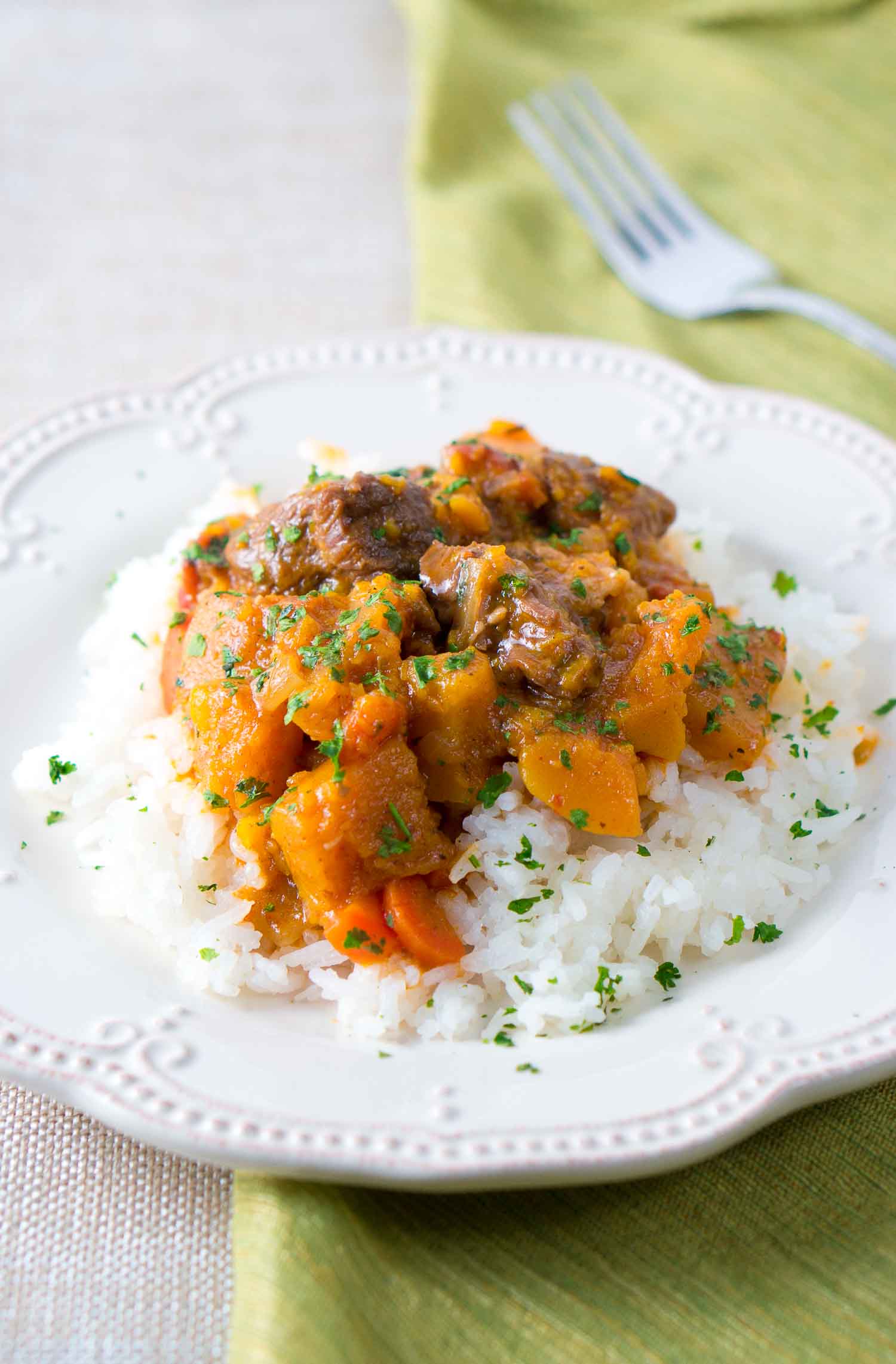 Beef and Butternut Squash Stew (Instant Pot) from Delicious Meets Healthy