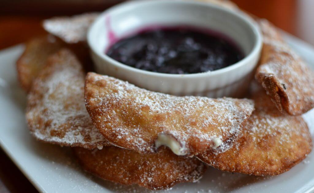 Cream Cheese Dumplings with Blueberry Sauce from Small Town Woman