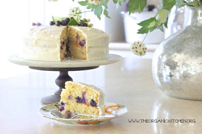 Blueberry Lime Cake with Lime Buttercream Frosting from The Organic Kitchen