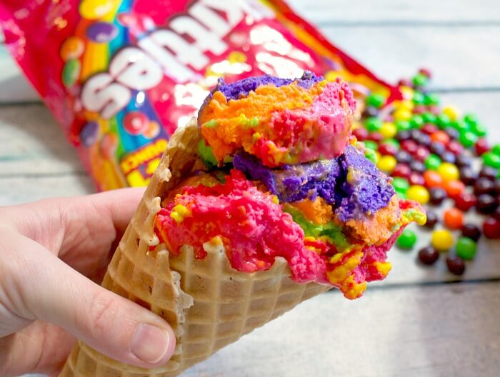 Skittles Rainbow Ice Cream (Dairy Free & Gluten Free) from Nerdy Mama