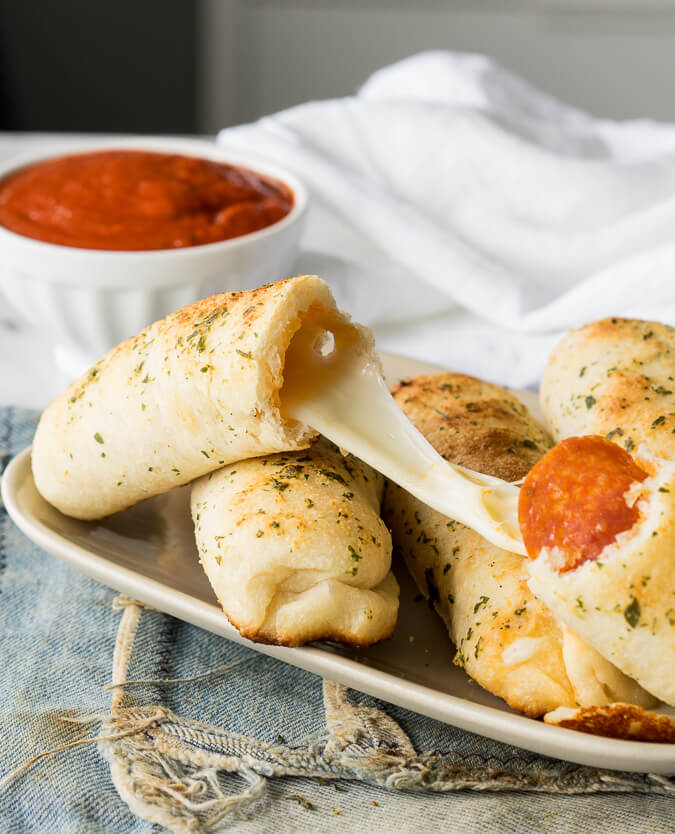 Cheesy Pepperoni Pizza Sticks from I Wash You Dry