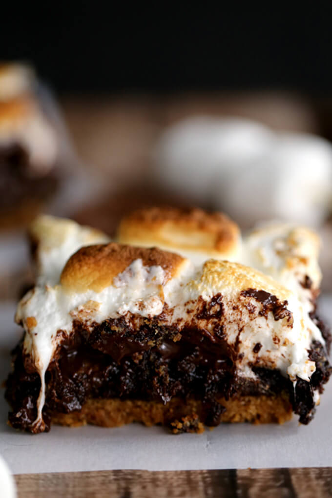 Peanut Butter Cup Stuffed S'mores Brownies from Melanie Makes