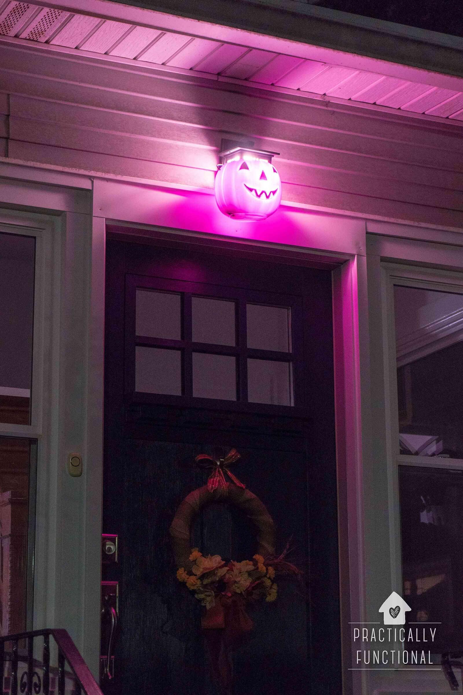 DIY Pumpkin Porch Light for Halloween from Practically Functional