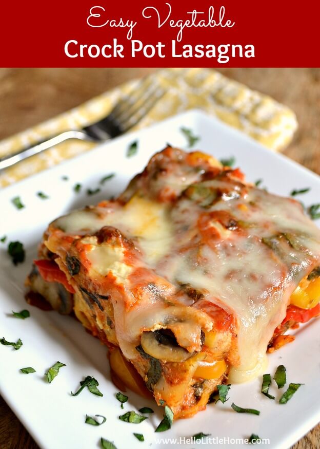 Easy Vegetable Crock Pot Lasagna from Hello Little Home