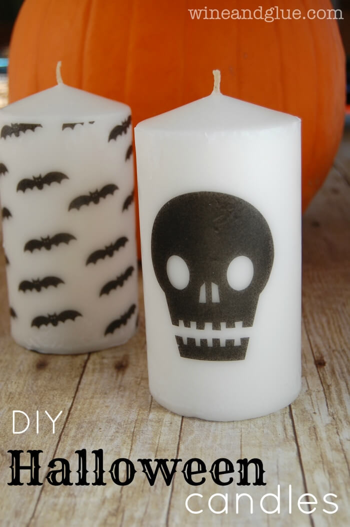 DIY Halloween Candles from Wine and Glue