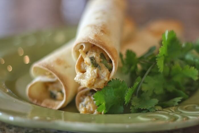 Homemade Chicken Taquitos with Cilantro & Pepper-Jack Cheese from Happy Money Saver